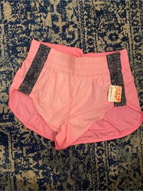 FP Movement by Free People Pink Athletic Shorts with Heathered Black Panels